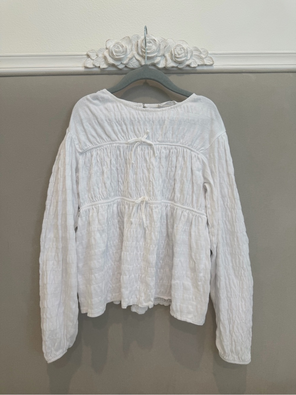 Girls Mango White Textured Peasant Tunic Top